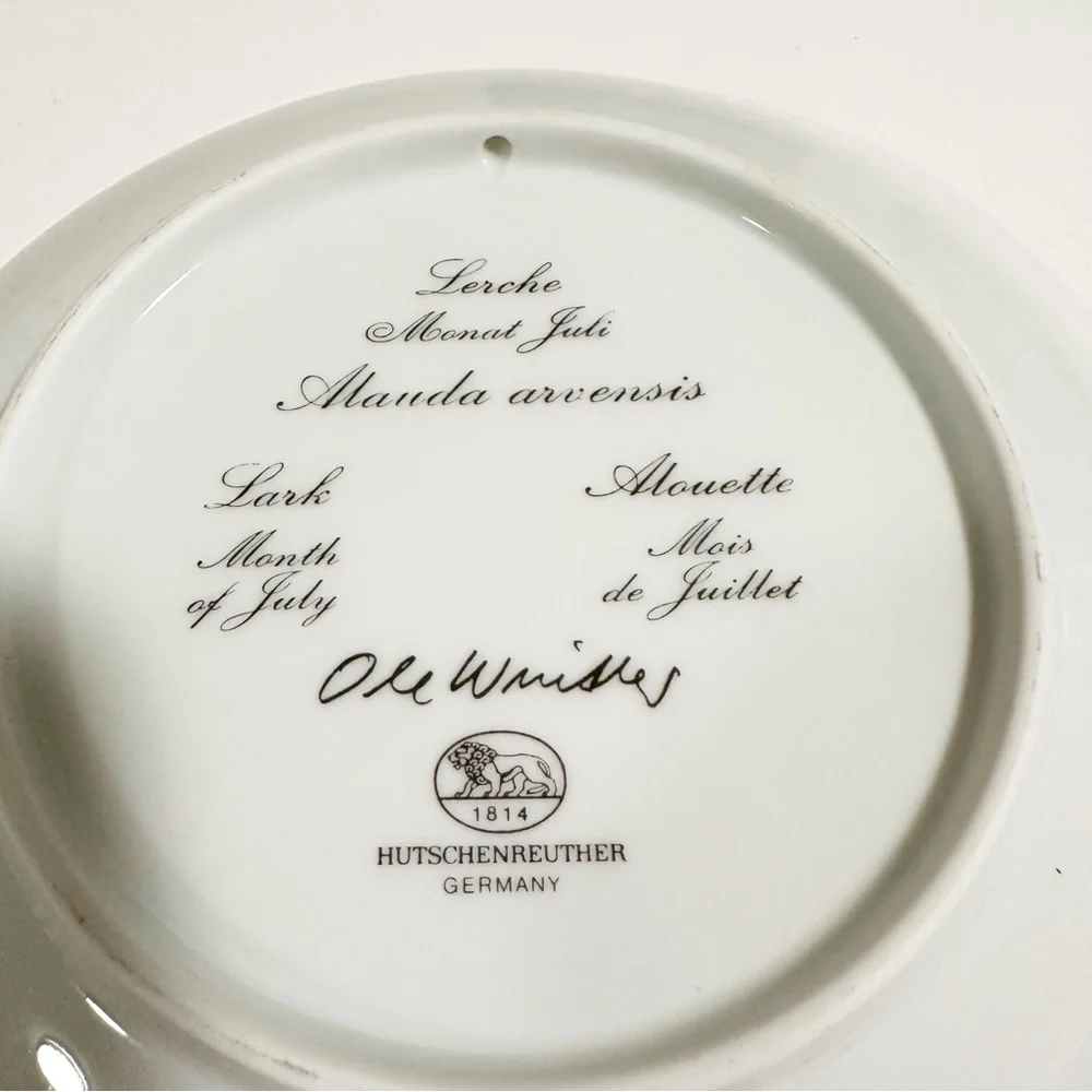 Vintage Hutschenreuther July Month Germany Lark Swallow Bird Decorative Plate - Picture 4 of 4